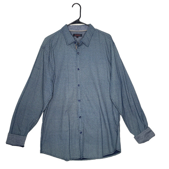 Vtg Smash Mens Shirt Button Up Printed Long Sleeve Flip Cuffs XL Geometric Print - Picture 2 of 10